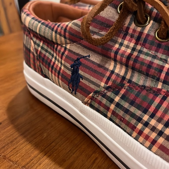 Polo Ralph Lauren Vaughn Boat Deck Shoes Sneakers new wine plaid Men’s Size 9 - Picture 8 of 13